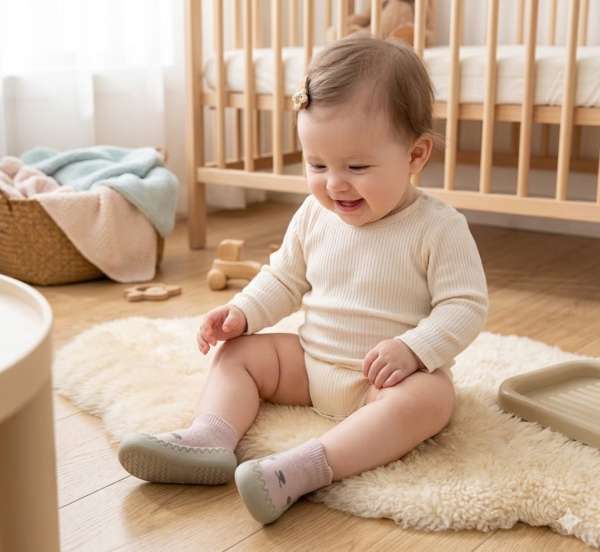 Antypoślizgowe Skarpetki – brąz