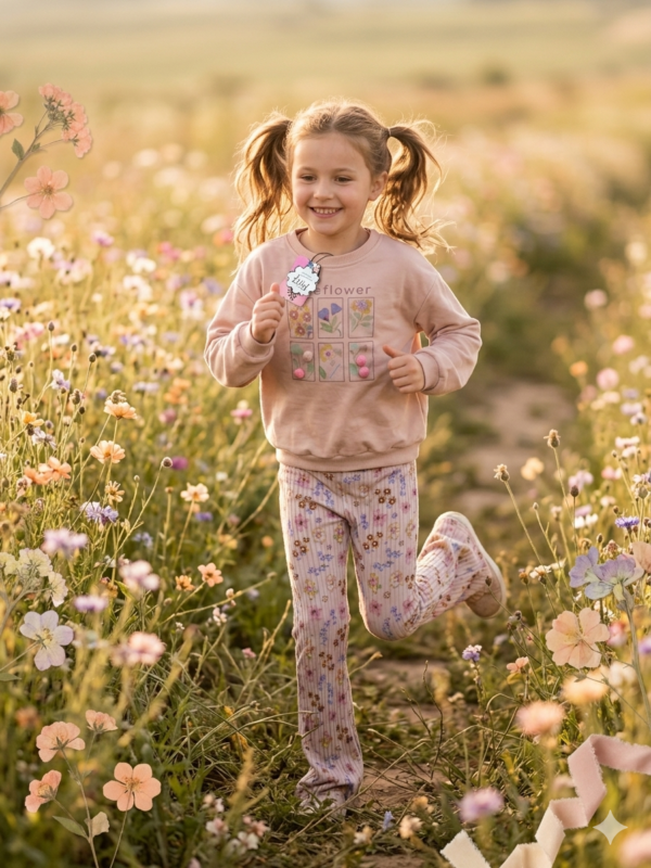 komplet dla dziewczynki w kwiaty